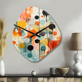Colorful Mid Century Atomic Abstraction I - Asymmetric Metal Wall Clock