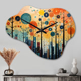 Colorful Mid Century Bold Breeziness III - Asymmetric Metal Wall Clock