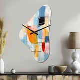 Pink Blue Mid Century Colorful Contrasts - Asymmetric Metal Wall Clock