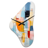 Pink Blue Mid Century Colorful Contrasts - Asymmetric Metal Wall Clock
