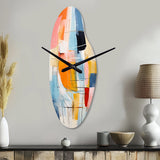 Pink Blue Mid Century Colorful Contrasts - Asymmetric Metal Wall Clock
