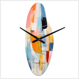 Pink Blue Mid Century Colorful Contrasts - Asymmetric Metal Wall Clock