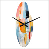 Pink Blue Mid Century Colorful Contrasts - Asymmetric Metal Wall Clock