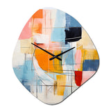 Pink Blue Mid Century Colorful Contrasts - Asymmetric Metal Wall Clock