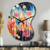 Colorful Mid Century Colorful Contrasts III - Asymmetric Metal Wall Clock