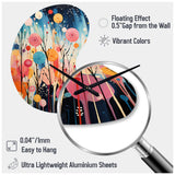 Colorful Mid Century Colorful Contrasts III - Asymmetric Metal Wall Clock