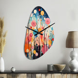 Colorful Mid Century Colorful Contrasts III - Asymmetric Metal Wall Clock