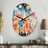 Colorful Mid Century Colorful Contrasts III - Asymmetric Metal Wall Clock