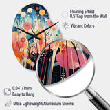 Colorful Mid Century Colorful Contrasts III - Asymmetric Metal Wall Clock