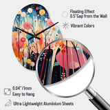 Colorful Mid Century Colorful Contrasts III - Asymmetric Metal Wall Clock