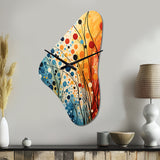 Colorful Mid Century Dynamic Duality III - Asymmetric Metal Wall Clock