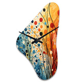 Colorful Mid Century Dynamic Duality III - Asymmetric Metal Wall Clock