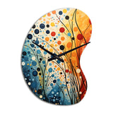 Colorful Mid Century Dynamic Duality III - Asymmetric Metal Wall Clock