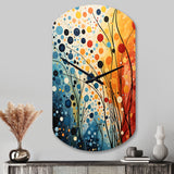 Colorful Mid Century Dynamic Duality III - Asymmetric Metal Wall Clock
