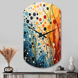 Colorful Mid Century Dynamic Duality III - Asymmetric Metal Wall Clock