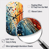 Colorful Mid Century Dynamic Duality III - Asymmetric Metal Wall Clock