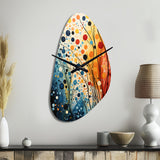 Colorful Mid Century Dynamic Duality III - Asymmetric Metal Wall Clock