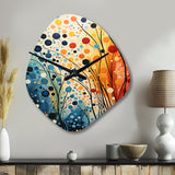 Colorful Mid Century Dynamic Duality III - Asymmetric Metal Wall Clock
