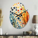 Colorful Mid Century Dynamic Duality III - Asymmetric Metal Wall Clock