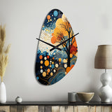 Colorful Mid Century Dynamic Duality V - Asymmetric Metal Wall Clock