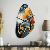 Colorful Mid Century Dynamic Duality V - Asymmetric Metal Wall Clock