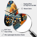 Colorful Mid Century Dynamic Duality V - Asymmetric Metal Wall Clock