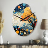 Colorful Mid Century Dynamic Duality V - Asymmetric Metal Wall Clock