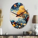 Colorful Mid Century Dynamic Duality V - Asymmetric Metal Wall Clock