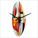 Blue Orange Mid Century Geometric Abstractions I - Asymmetric Metal Wall Clock