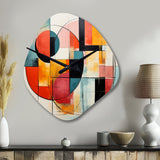 Blue Orange Mid Century Geometric Abstractions I - Asymmetric Metal Wall Clock
