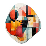 Blue Orange Mid Century Geometric Abstractions I - Asymmetric Metal Wall Clock