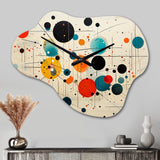 Orange Blue Mid Century Geometric Abstractions II - Asymmetric Metal Wall Clock