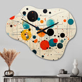 Orange Blue Mid Century Geometric Abstractions II - Asymmetric Metal Wall Clock