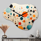 Orange Blue Mid Century Geometric Abstractions III - Asymmetric Metal Wall Clock