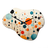 Orange Blue Mid Century Geometric Abstractions III - Asymmetric Metal Wall Clock