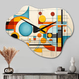 Orange Blue Mid Century Graphic Geometrics - Asymmetric Metal Wall Clock