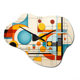Orange Blue Mid Century Graphic Geometrics - Asymmetric Metal Wall Clock