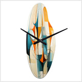 Orange Blue Mid Century Harmony In Geometry I - Asymmetric Metal Wall Clock