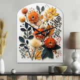 Colorful Mid Century Midcentury Botanicals II - Asymmetric Metal Wall Clock