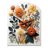Colorful Mid Century Midcentury Botanicals II - Asymmetric Metal Wall Clock