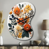 Colorful Mid Century Midcentury Botanicals II - Asymmetric Metal Wall Clock