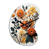 Colorful Mid Century Midcentury Botanicals II - Asymmetric Metal Wall Clock