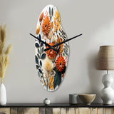 Colorful Mid Century Midcentury Botanicals II - Asymmetric Metal Wall Clock