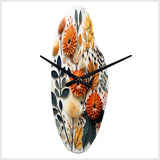 Colorful Mid Century Midcentury Botanicals II - Asymmetric Metal Wall Clock