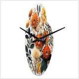 Colorful Mid Century Midcentury Botanicals II - Asymmetric Metal Wall Clock