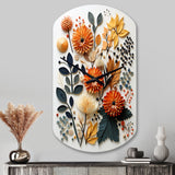 Colorful Mid Century Midcentury Botanicals II - Asymmetric Metal Wall Clock