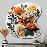 Colorful Mid Century Midcentury Botanicals II - Asymmetric Metal Wall Clock