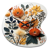 Colorful Mid Century Midcentury Botanicals II - Asymmetric Metal Wall Clock