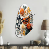 Colorful Mid Century Midcentury Botanicals II - Asymmetric Metal Wall Clock