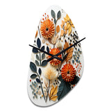 Colorful Mid Century Midcentury Botanicals II - Asymmetric Metal Wall Clock